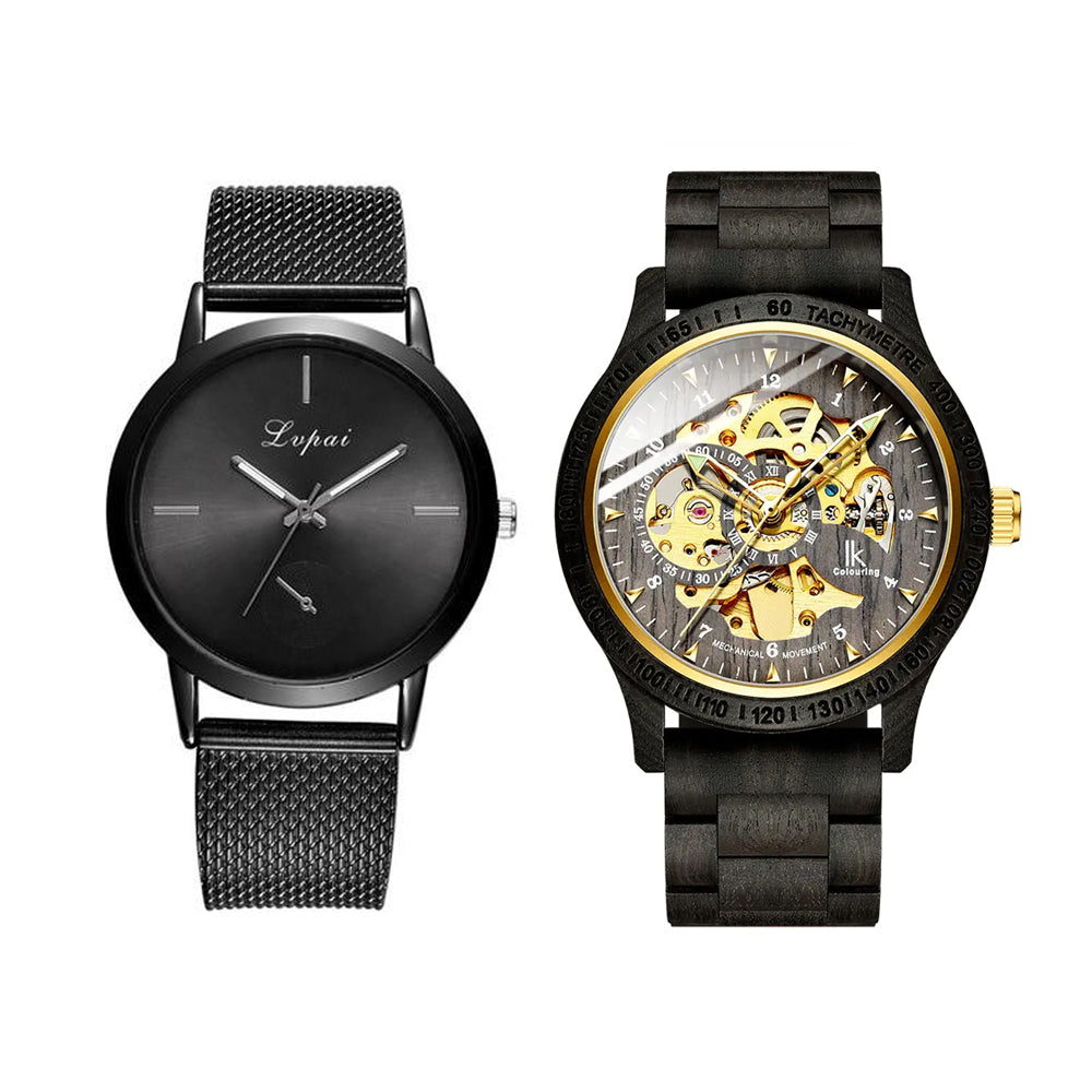 Classic Wooden Men’s Mechanical Watch & Trendy Fashion Watch