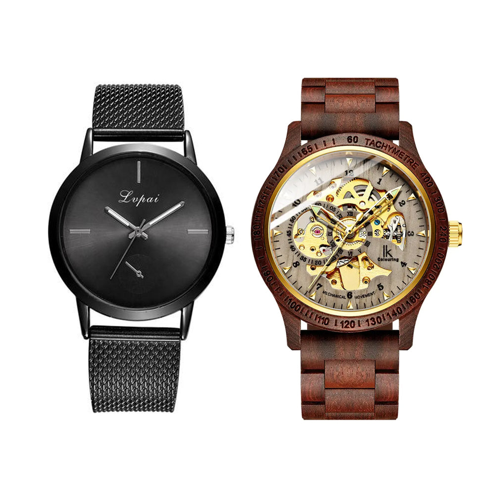 Classic Wooden Men’s Mechanical Watch & Trendy Fashion Watch