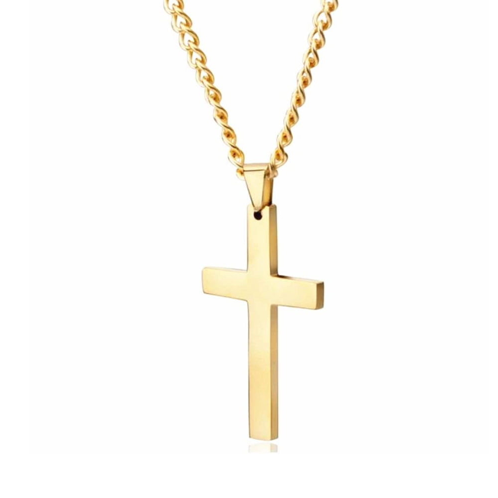 Miami Gold Curb Cuban Bracelet & Cross Necklace