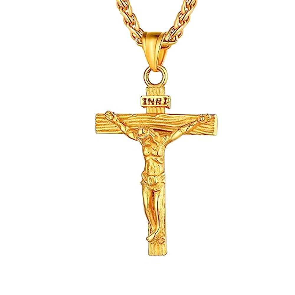 Miami Gold Curb Cuban Bracelet & Cross Necklace