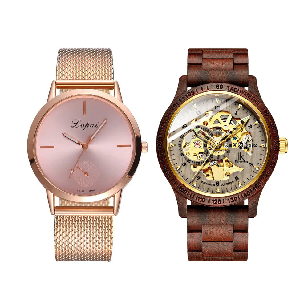 Classic Wooden Men’s Mechanical Watch & Trendy Fashion Watch