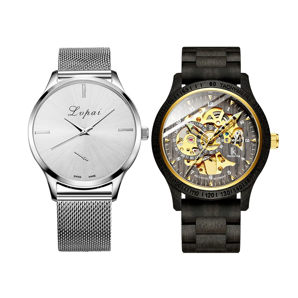 Classic Wooden Men’s Mechanical Watch & Trendy Fashion Watch