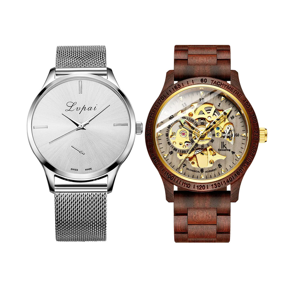 Classic Wooden Men’s Mechanical Watch & Trendy Fashion Watch