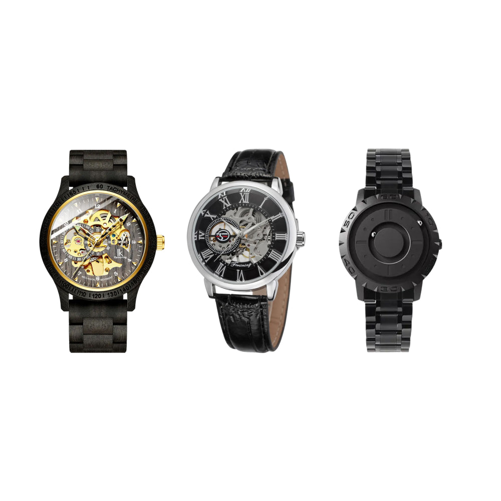Classic Wooden Men’s Mechanical Watch & Men Luxury Brand Watch & Iron Ball Magnetic Pointer Men’s Watch