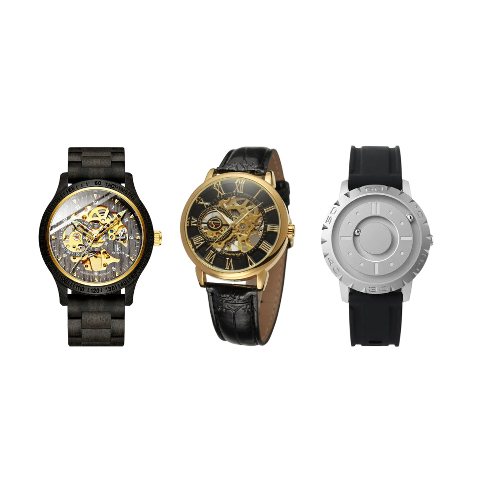 Classic Wooden Men’s Mechanical Watch & Men Luxury Brand Watch & Iron Ball Magnetic Pointer Men’s Watch