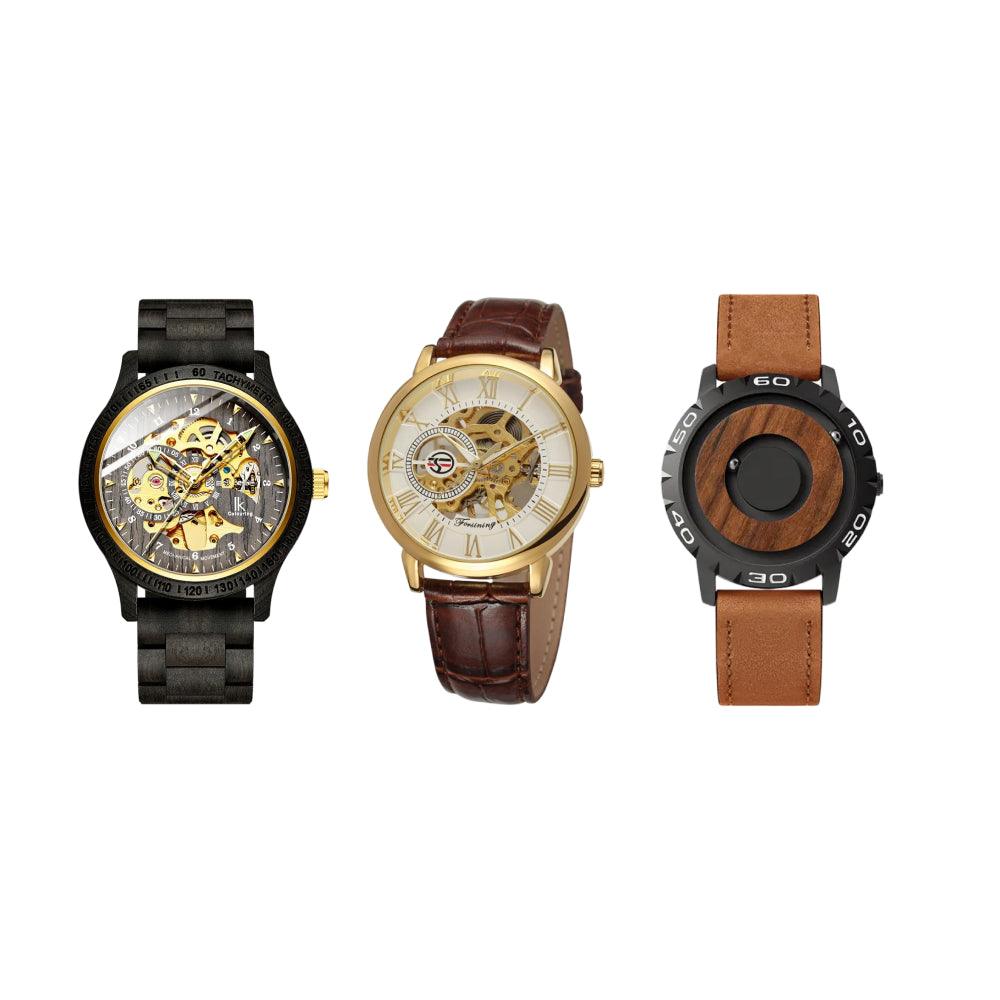 Classic Wooden Men’s Mechanical Watch & Men Luxury Brand Watch & Iron Ball Magnetic Pointer Men’s Watch