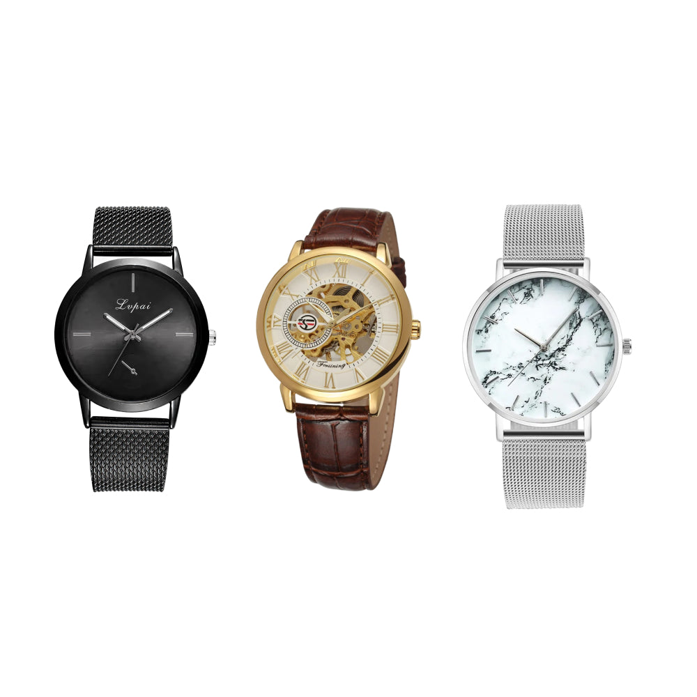 Trendy Fashion Watch & Rose Gold Mesh Band Marble Watch & Men Luxury Brand Watch