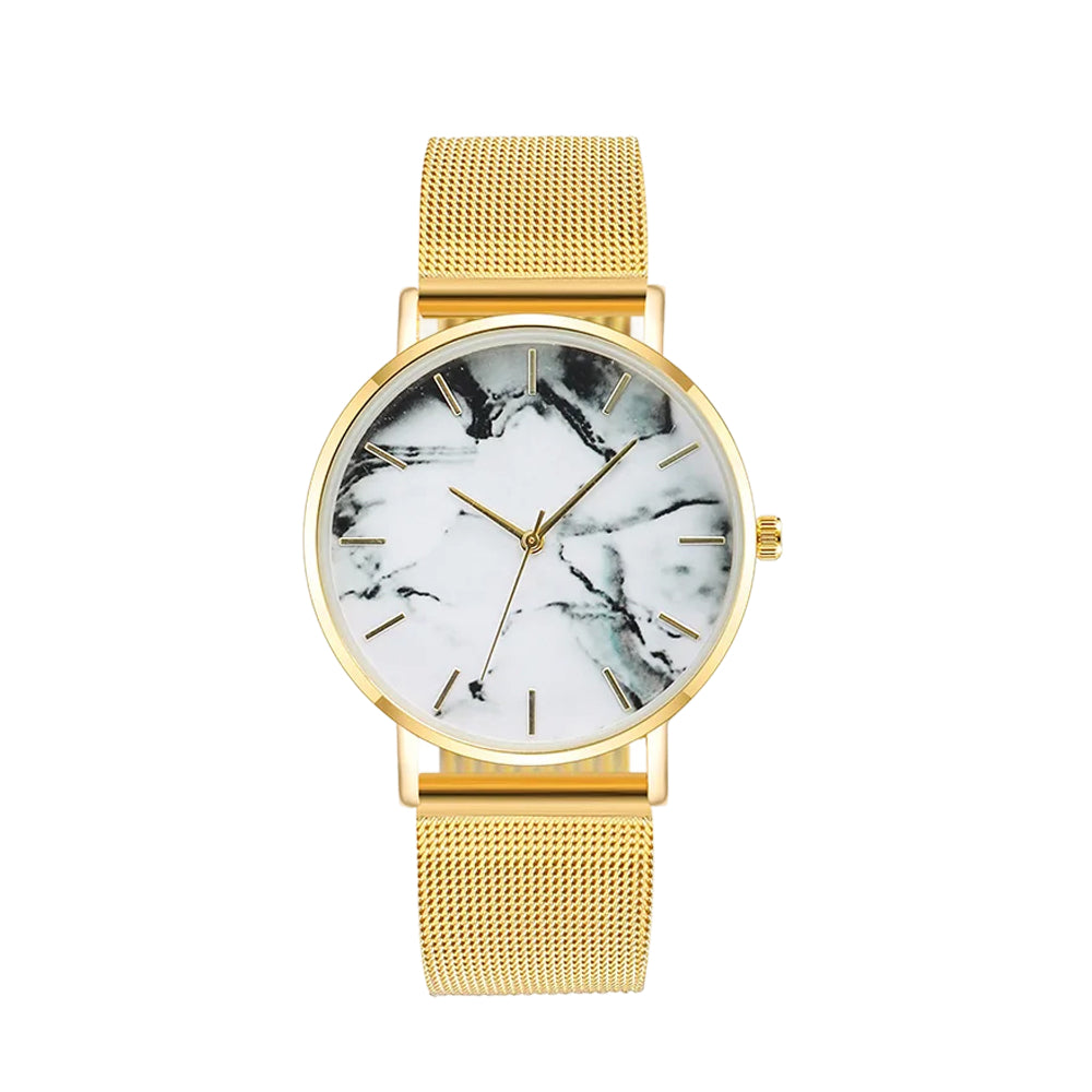 Trendy Fashion Watch & Rose Gold Mesh Band Marble Watch & Men Luxury Brand Watch