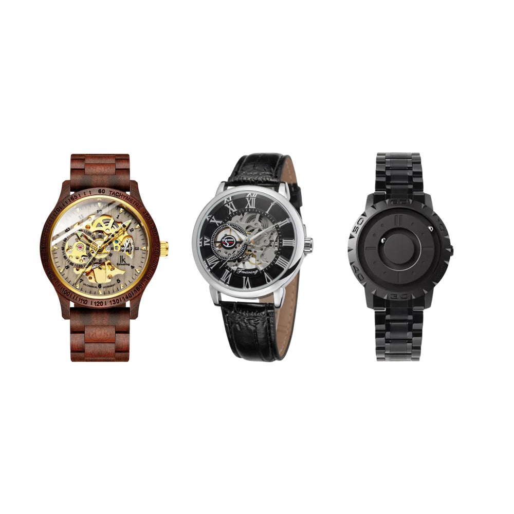 Classic Wooden Men’s Mechanical Watch & Men Luxury Brand Watch & Iron Ball Magnetic Pointer Men’s Watch