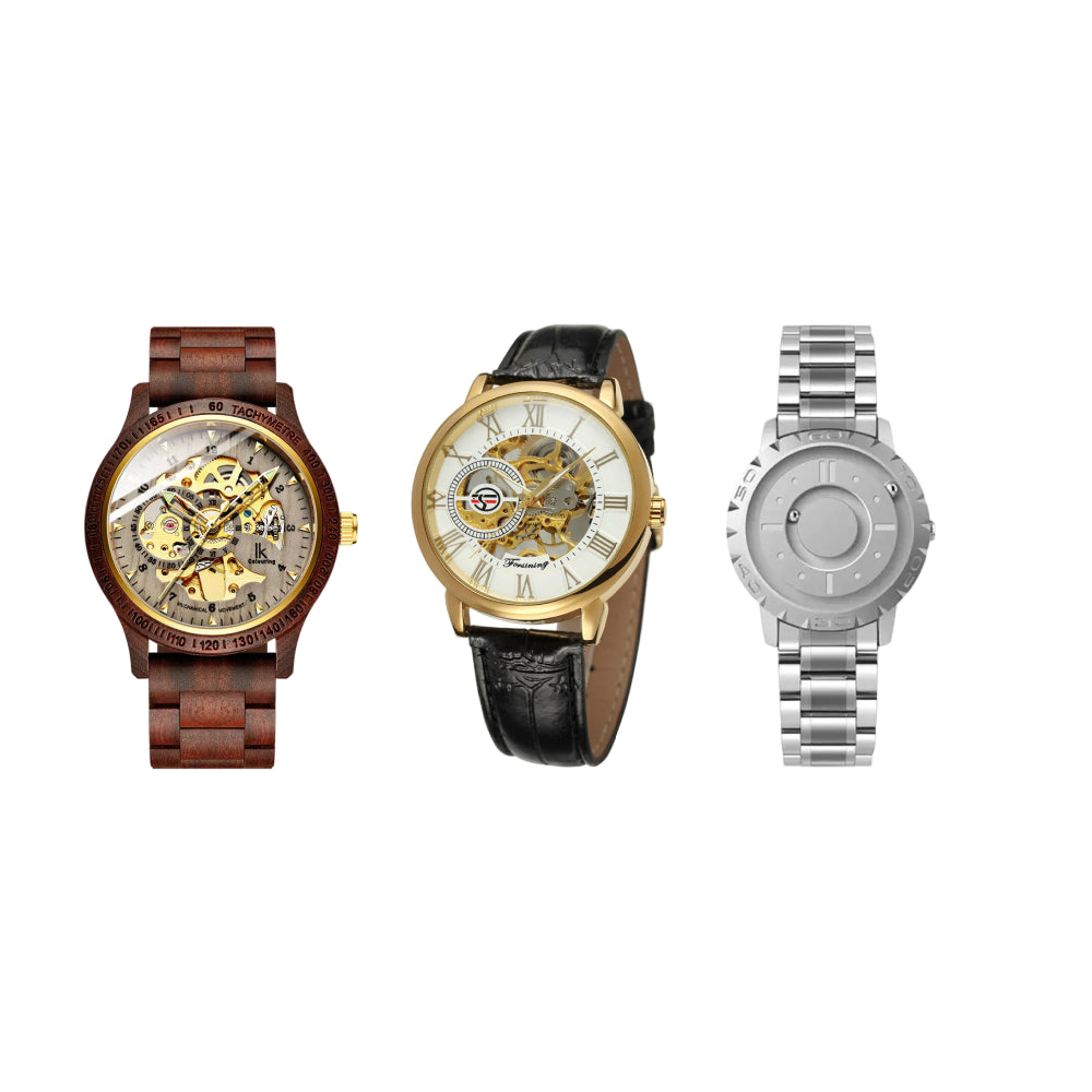 Classic Wooden Men’s Mechanical Watch & Men Luxury Brand Watch & Iron Ball Magnetic Pointer Men’s Watch