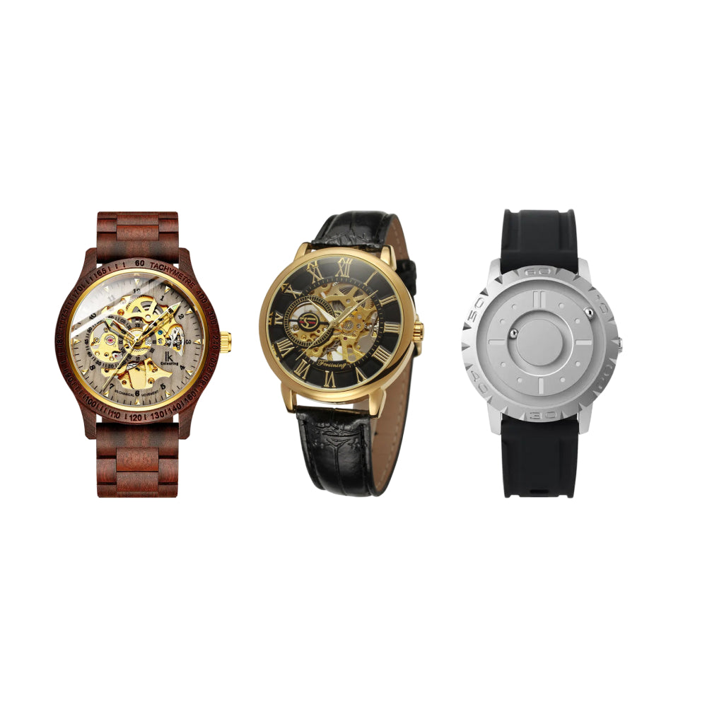 Classic Wooden Men’s Mechanical Watch & Men Luxury Brand Watch & Iron Ball Magnetic Pointer Men’s Watch