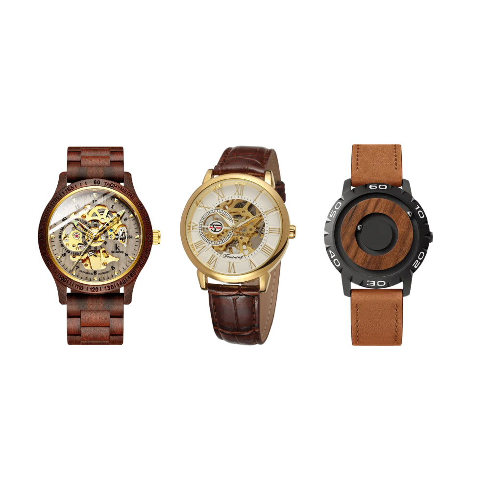 Classic Wooden Men’s Mechanical Watch & Men Luxury Brand Watch & Iron Ball Magnetic Pointer Men’s Watch