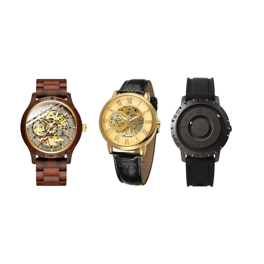 Classic Wooden Men’s Mechanical Watch & Men Luxury Brand Watch & Iron Ball Magnetic Pointer Men’s Watch