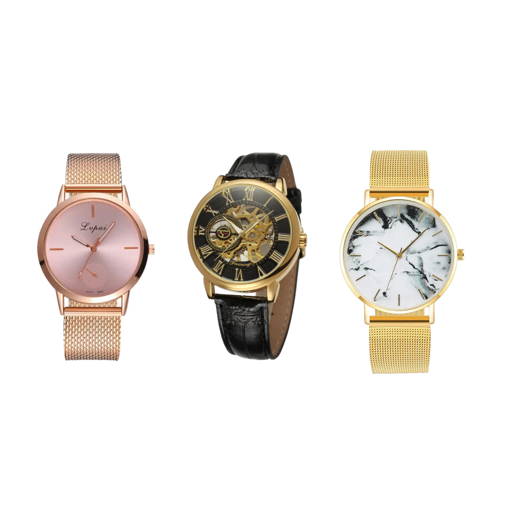 Trendy Fashion Watch & Rose Gold Mesh Band Marble Watch & Men Luxury Brand Watch