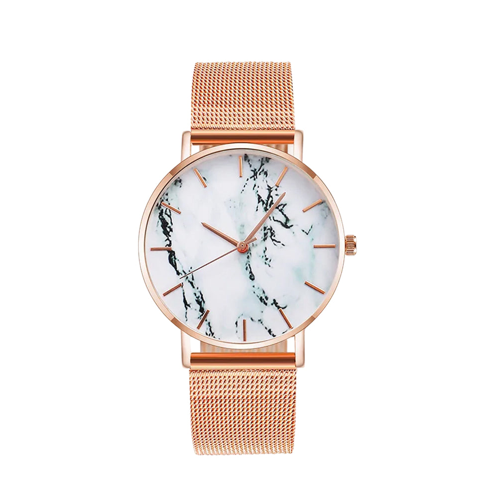Trendy Fashion Watch & Rose Gold Mesh Band Marble Watch & Men Luxury Brand Watch