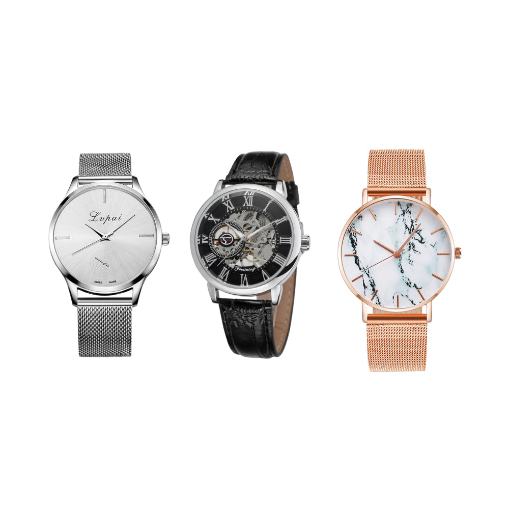 Trendy Fashion Watch & Rose Gold Mesh Band Marble Watch & Men Luxury Brand Watch