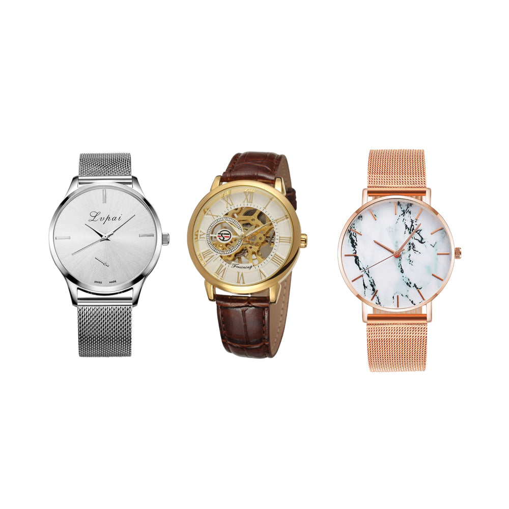 Trendy Fashion Watch & Rose Gold Mesh Band Marble Watch & Men Luxury Brand Watch