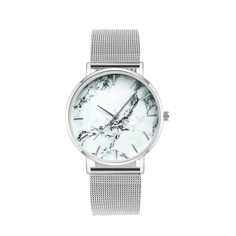 Trendy Fashion Watch & Rose Gold Mesh Band Marble Watch & Men Luxury Brand Watch